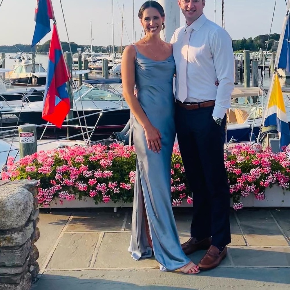 Revelry Skye Satin Dress — French Blue